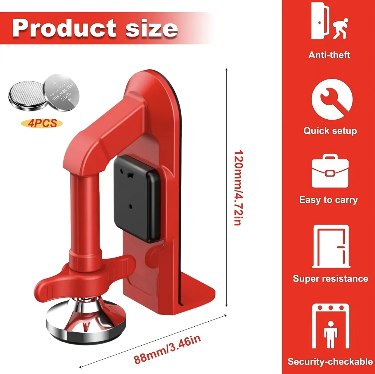 1pc 휴대용 알람 도어 스토퍼 합금 아파트 호텔 여행 - Door Stop Alarm 리뷰 및 가격