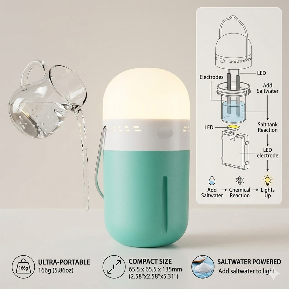 휴대용 식염수 램프, 컴팩트한 65.5 x 65.5 x - Power Outage Light 리뷰 및 가격
